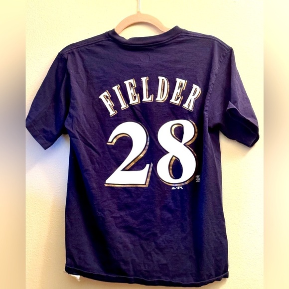 Women’s Brewers Prince Fielder navy T-shirt, size large - Picture 2 of 6